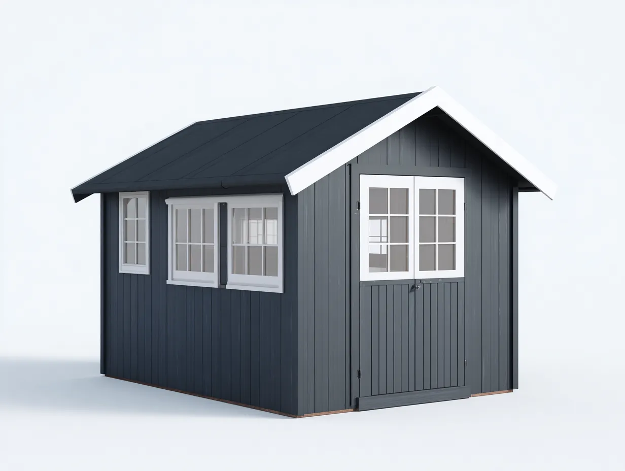 Gartenhäuser - Holz-Glas - 324 x 238 x 254 cm - Dunkelgrau-Weiß - Klassisch-Roommyio