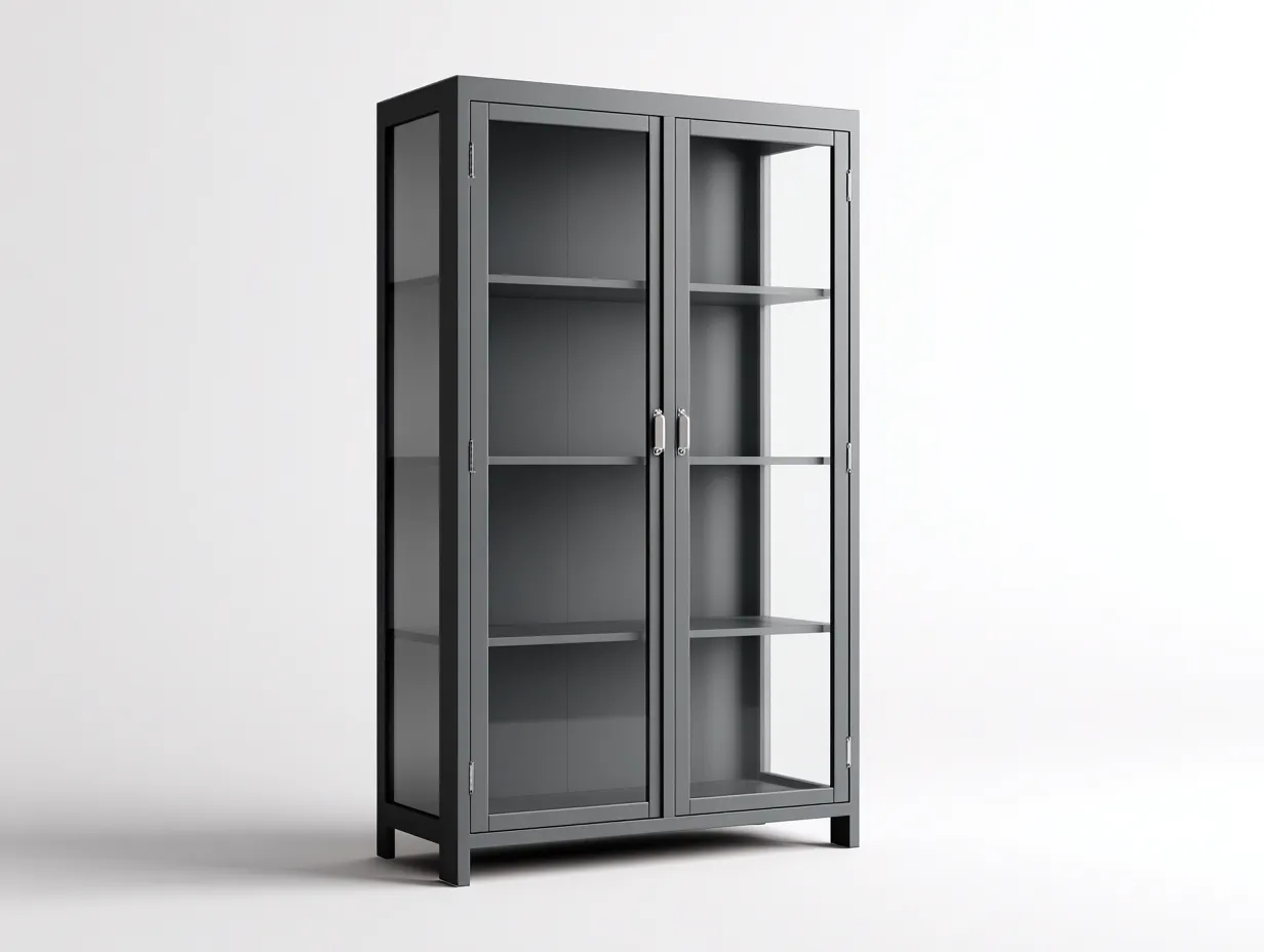 Vitrine - Glas-Metall - 85x38x165 cm - Schwarz - Modern-Roommyio