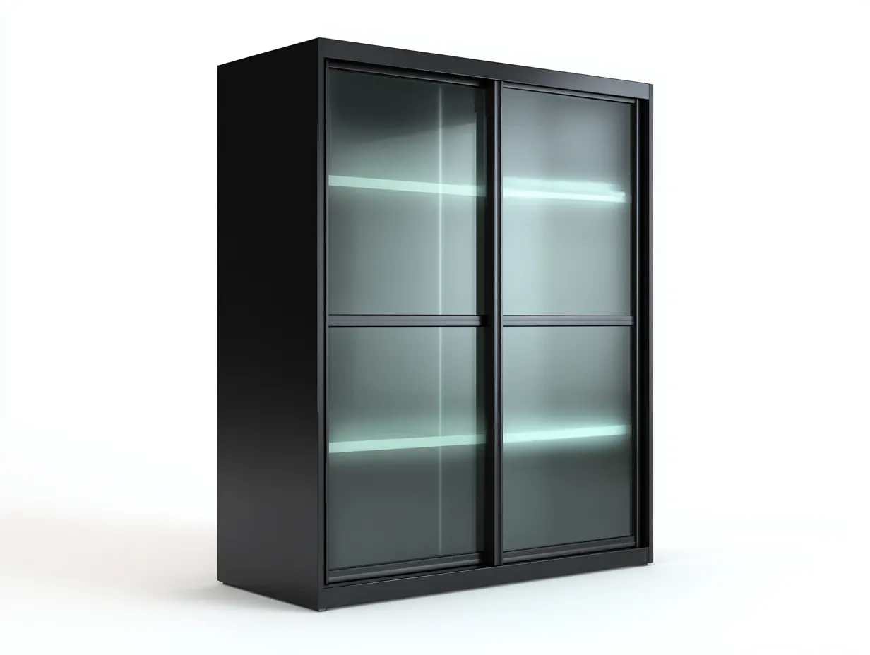Vitrine - Glas-Metall - 100x40x110 cm - Schwarz - Modern-Roommyio