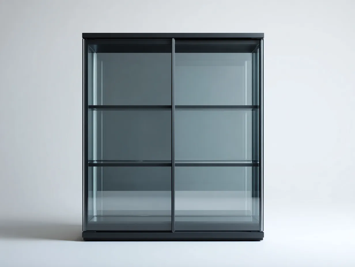 Vitrine - Glas-Metall - 90x38x120 cm - Schwarz - Modern-Roommyio