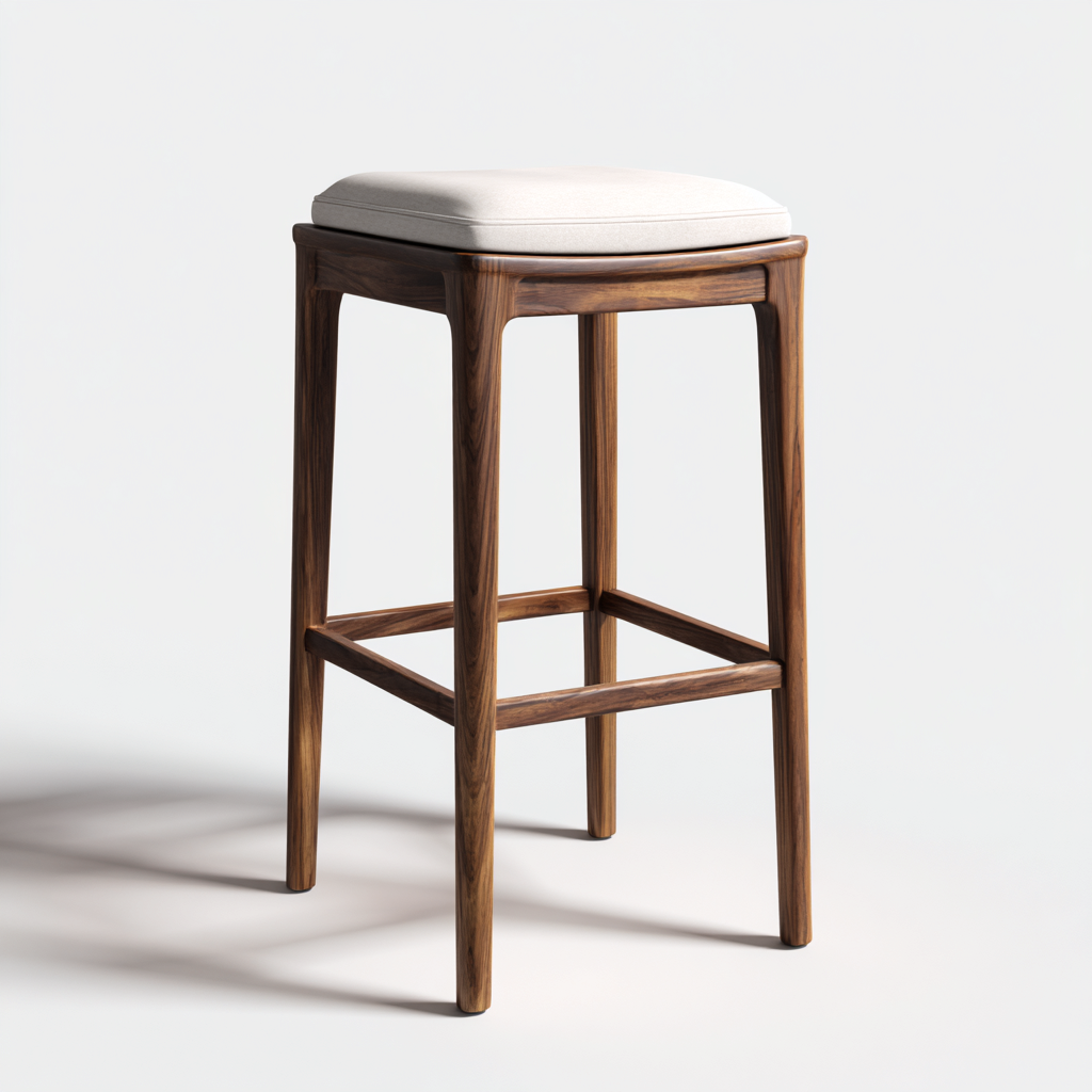 Sgabello da bar-legno massello-tessuto-40x40x75 cm-bianco-naturale-design moderno-Casaupbase