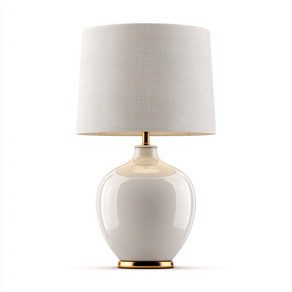 Lampada da tavolo - vetro-metallo-tessuto - 23x23x45 cm - bianco crema-oro - stile moderno-Casaupbase