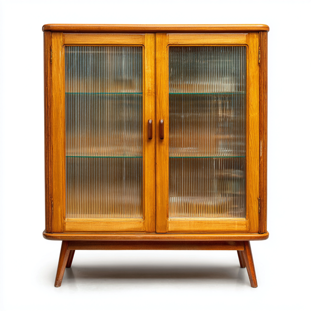 Armadietti da cucina-legno massello-vetro-95x42x140 cm-legno naturale-moderno di meta secolo-Casaupbase