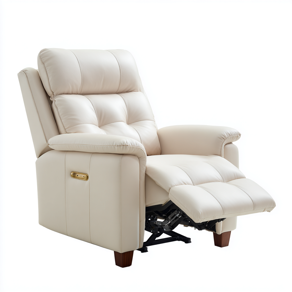 Poltrona reclinabile - pelle - 92x95x104 cm - beige - stile moderno-Casaupbase