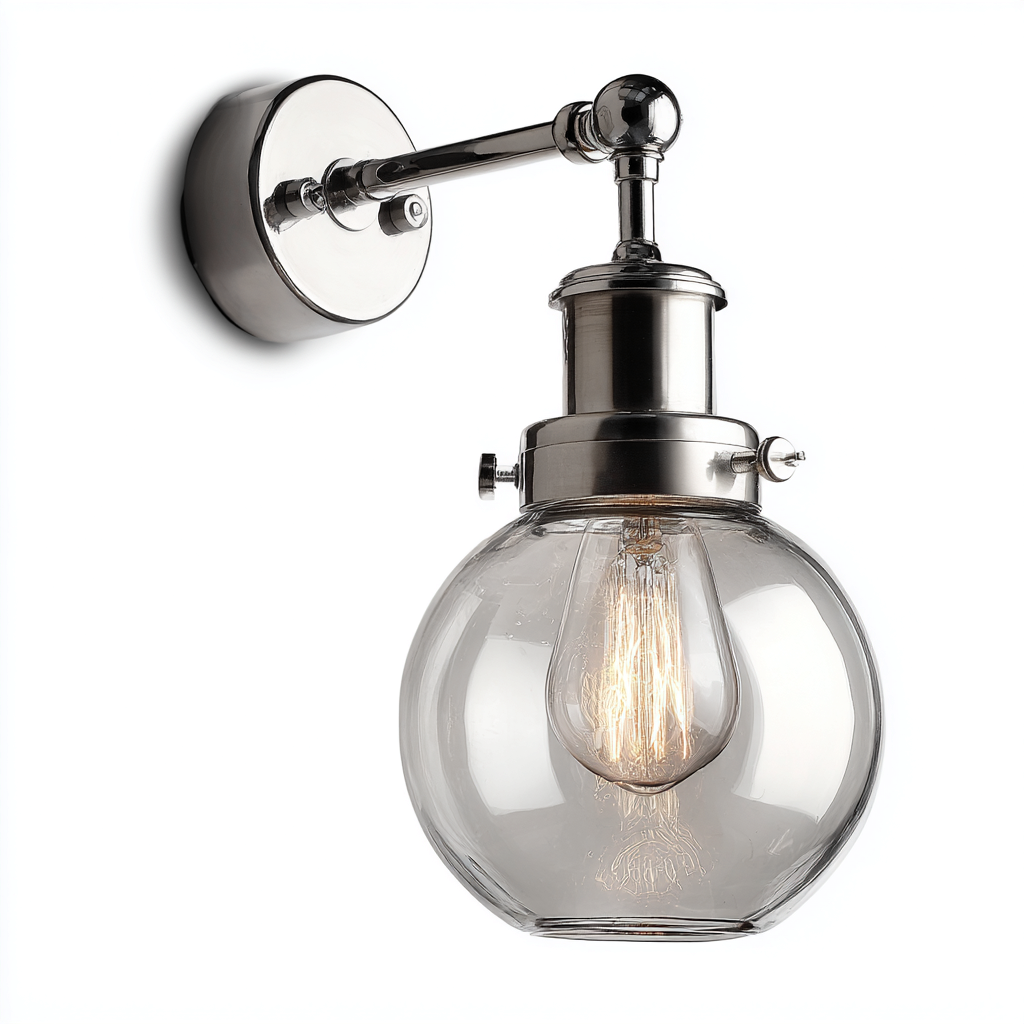 Applique-vetro-metallo-22x20x30 cm-trasparente-cromato-design moderno-Casaupbase