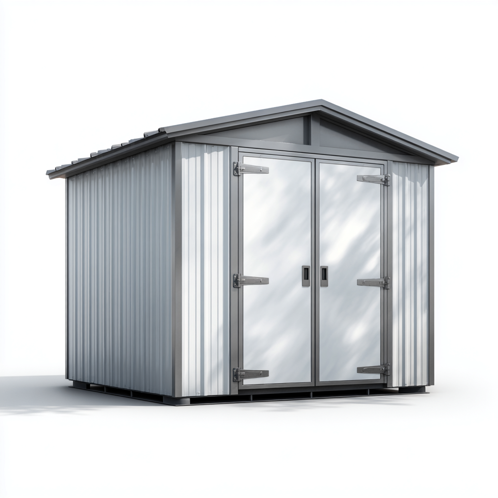 Casetta da giardino-acciaio zincato-205x145x190 cm-grigio chiaro-moderno-Casaupbase