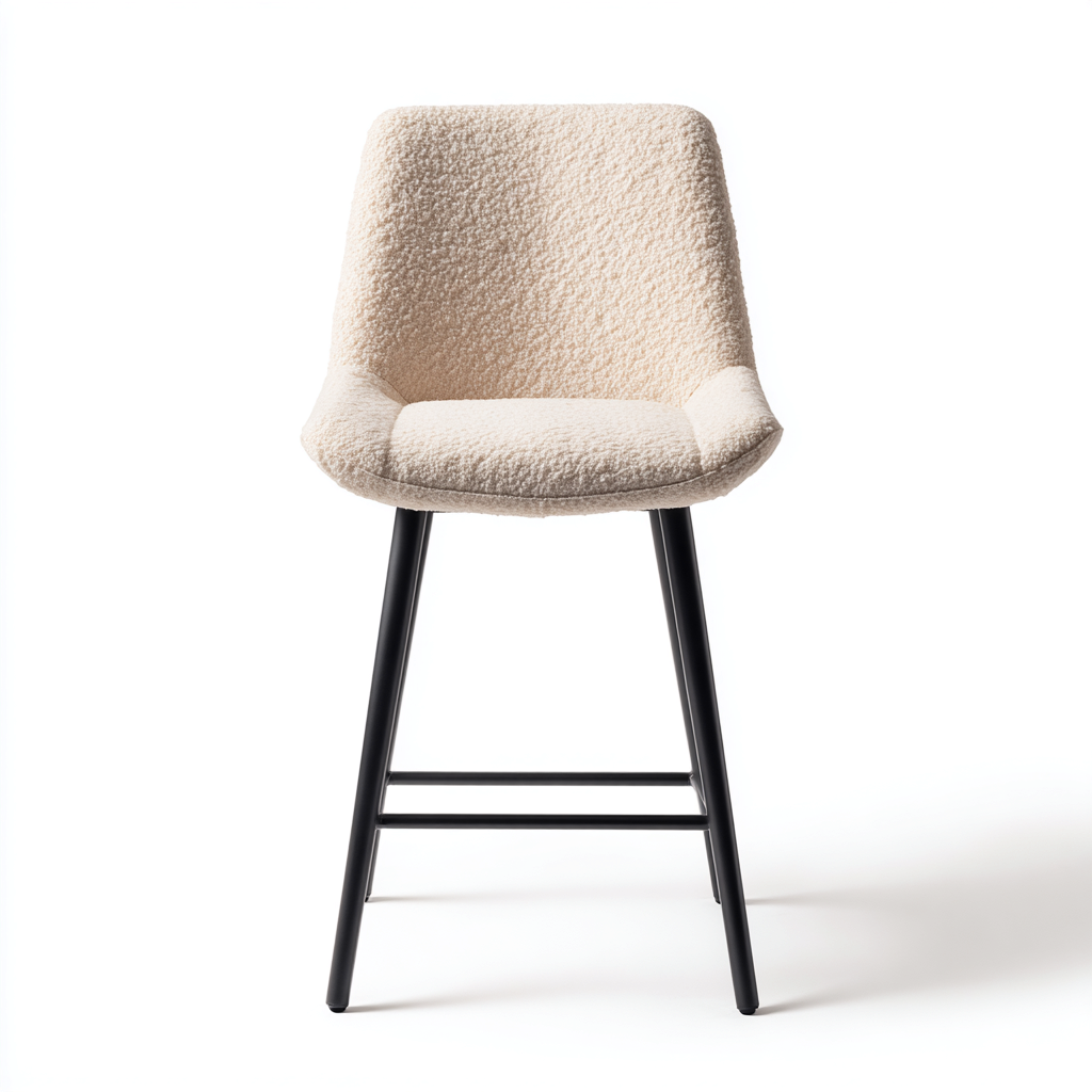 Sgabello da bar-tessuto-acciaio-43x46x75 cm-beige-nero-design moderno-Casaupbase