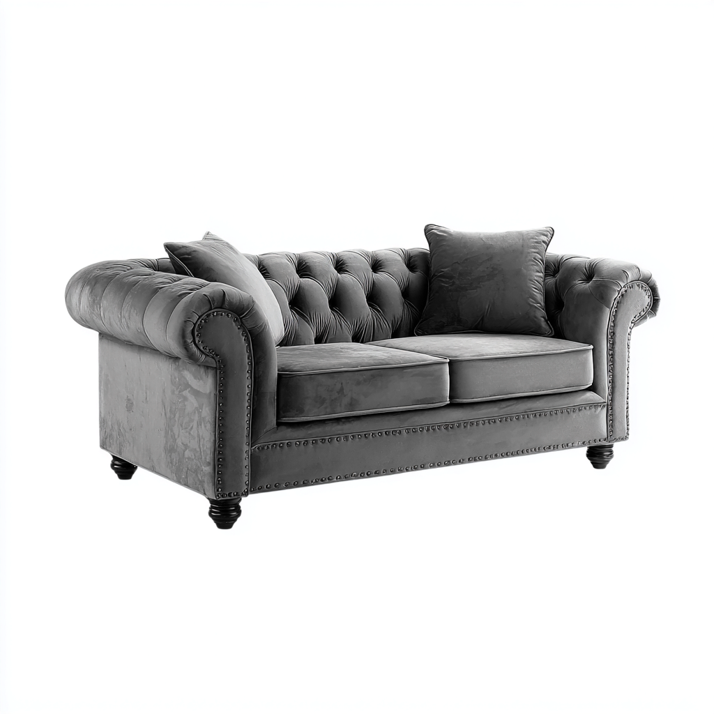 Divani a 3 posti - tessuto - 224x98x80 cm - grigio - stile classico-Casaupbase