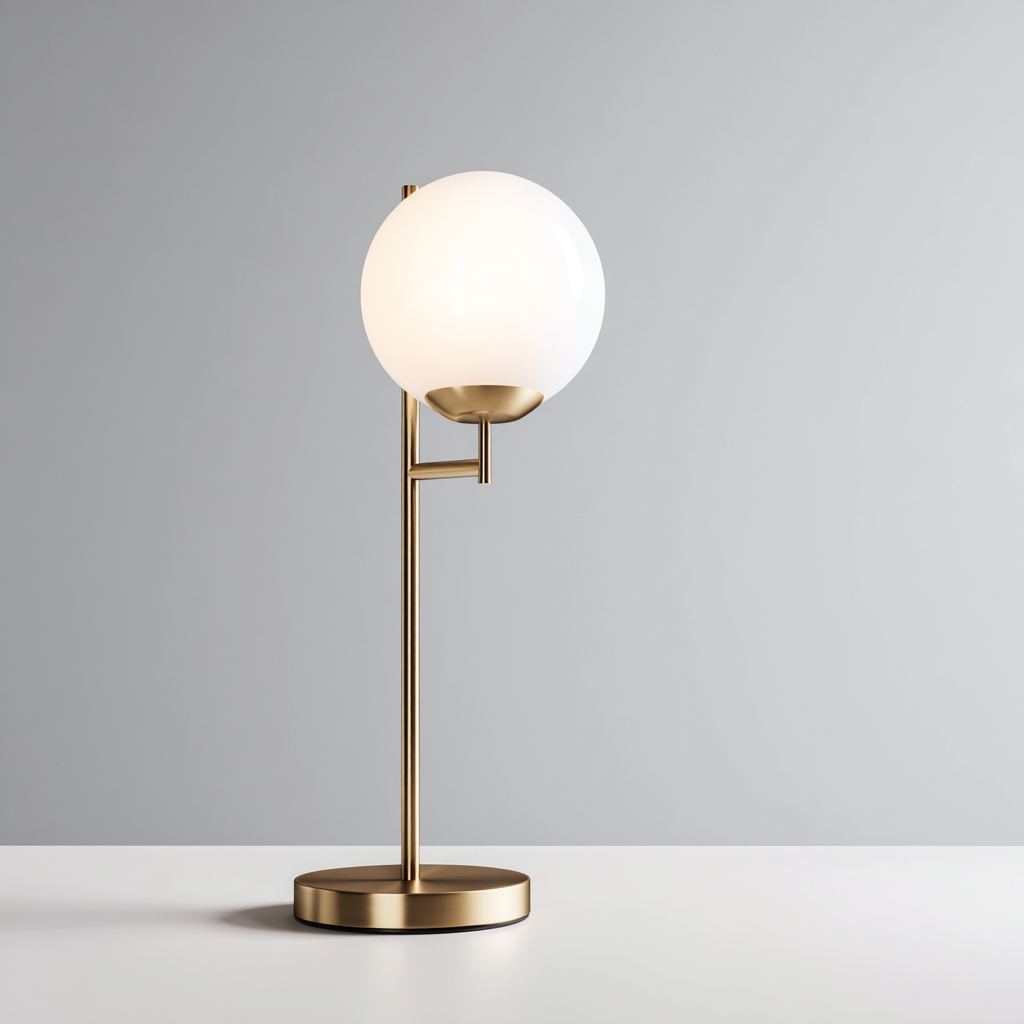 Lampada da tavolo - metallo-vetro - 18x18x52 cm - ottone-bianco - stile moderno-Casaupbase