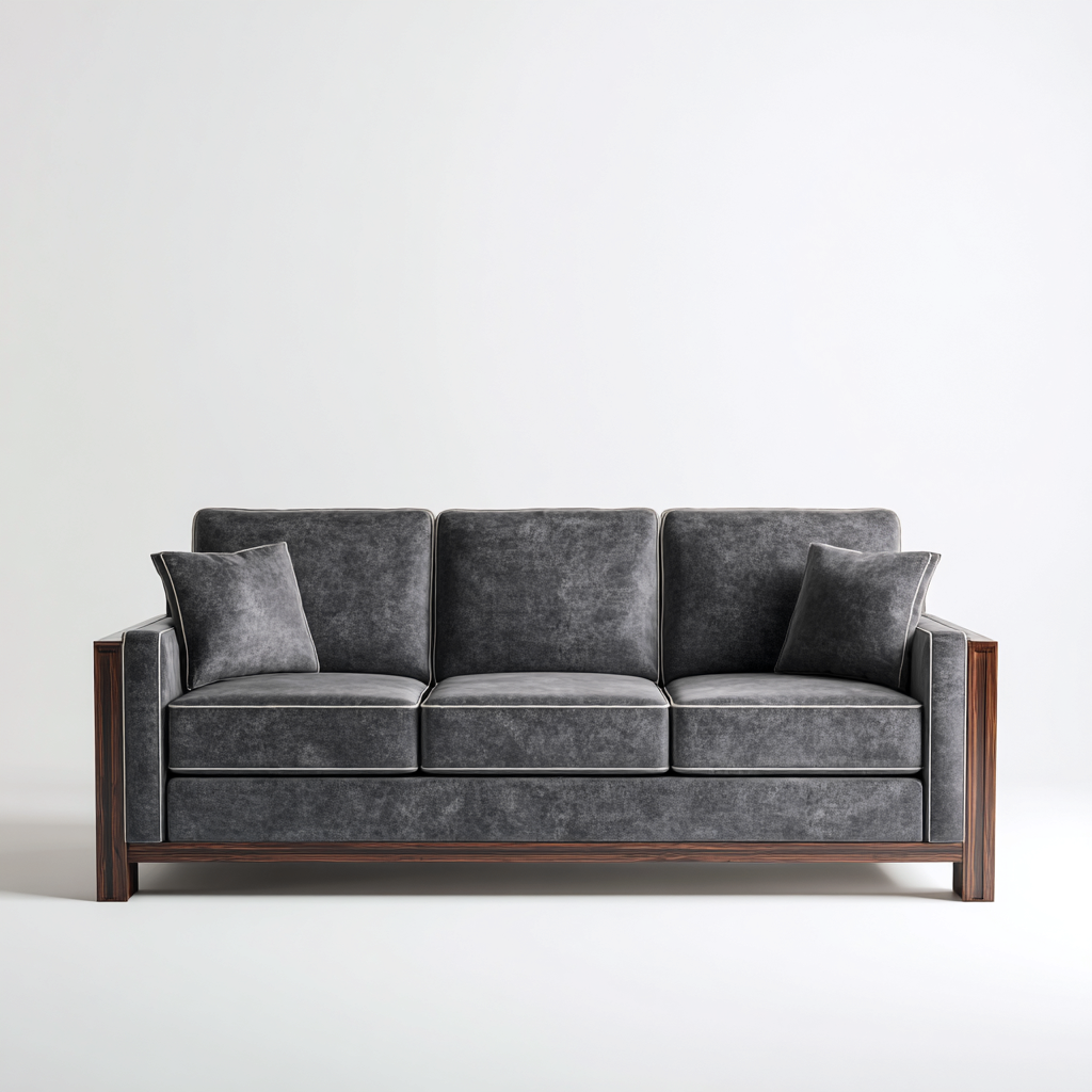 Divani a 3 posti - tessuto-legno - 218x94x88 cm - grigio - stile moderno-Casaupbase