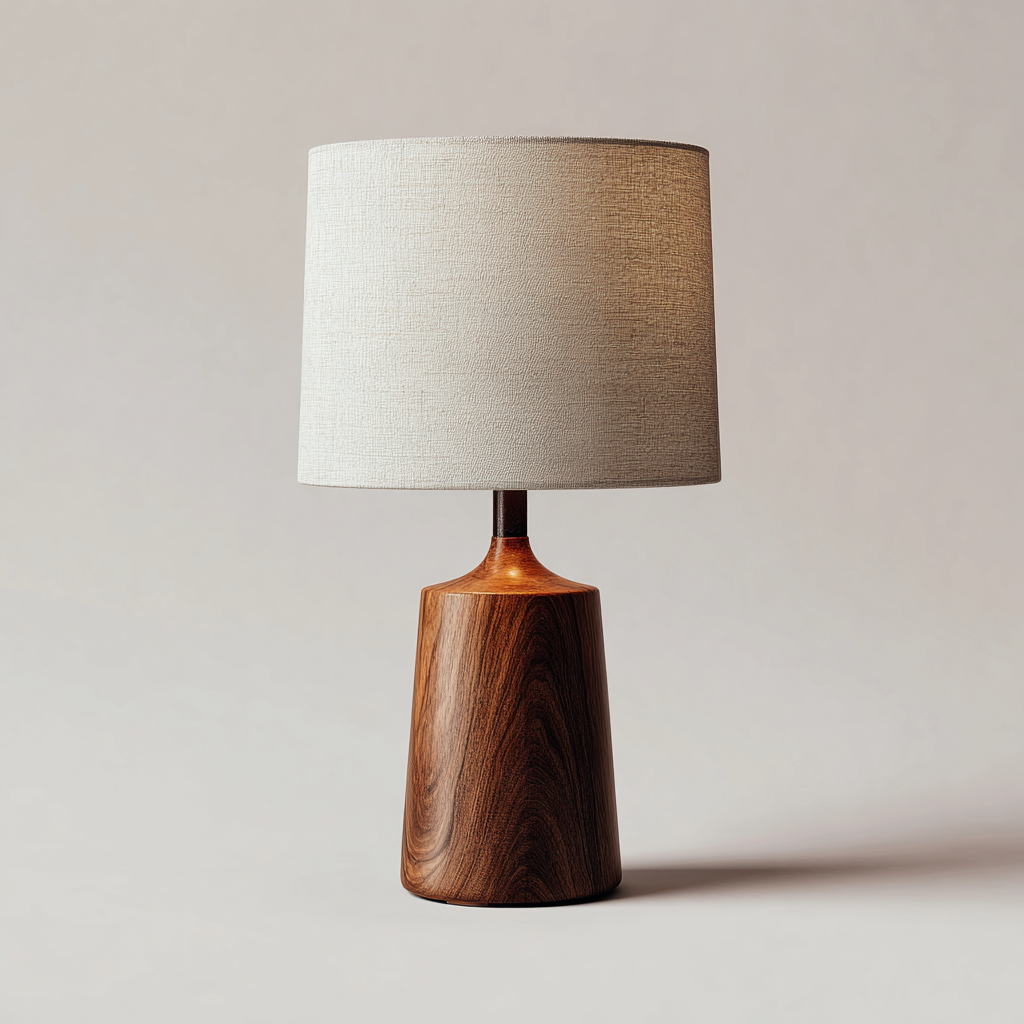 Lampada da tavolo - legno-tessuto - 25x25x44 cm - legno scuro-beige - stile moderno-Casaupbase