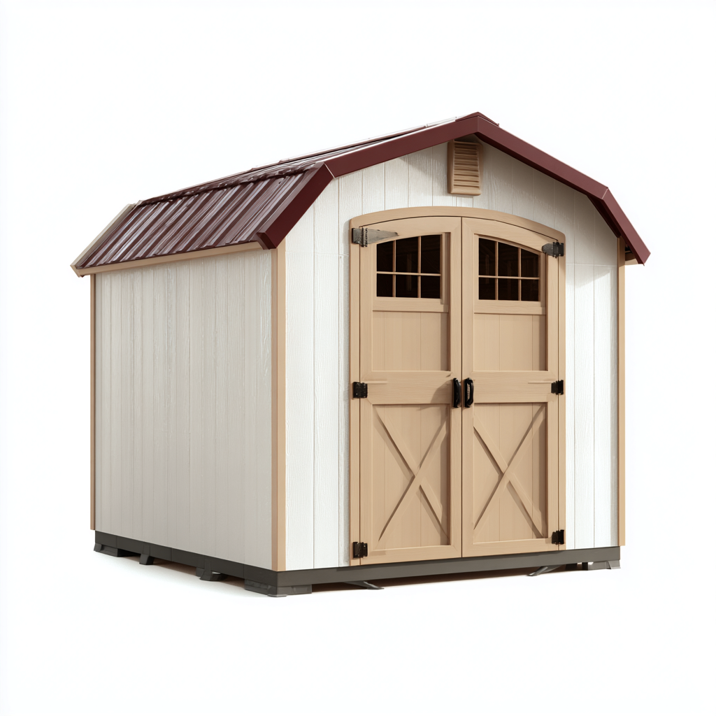 Casetta da giardino-resina-210x170x195 cm-beige-marrone-moderno-Casaupbase