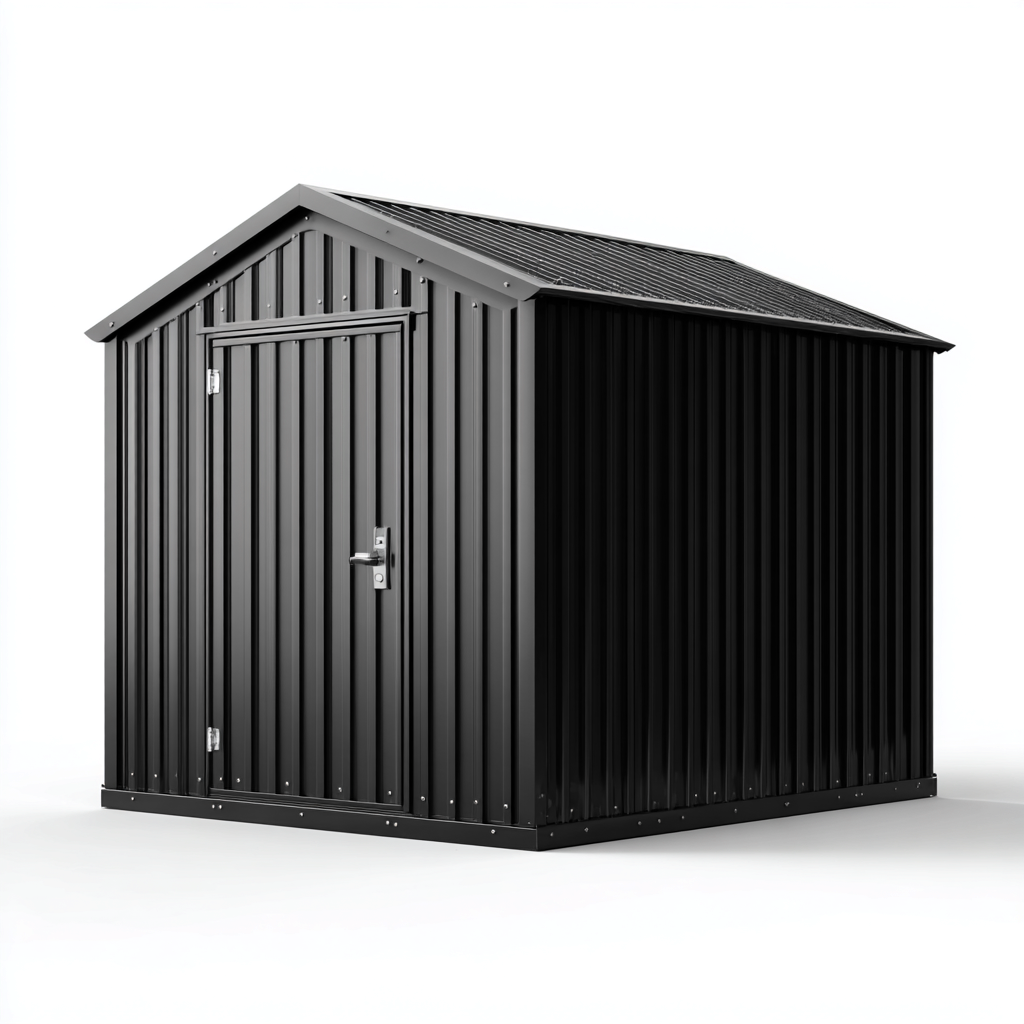 Casetta da giardino-acciaio zincato-220x160x195 cm-nero-moderno-Casaupbase