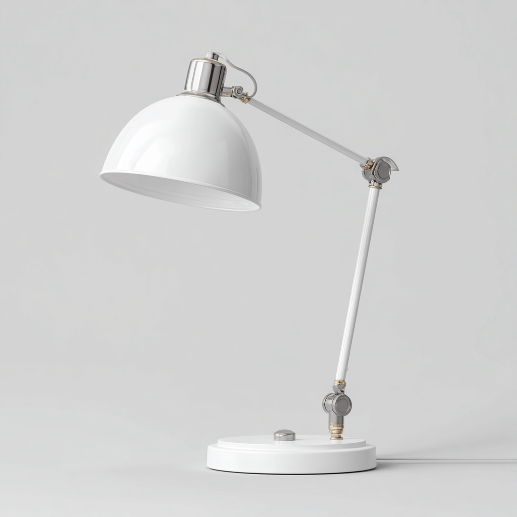 Lampada da tavolo - metallo - 21x21x47 cm - bianco-argento - stile moderno-Casaupbase