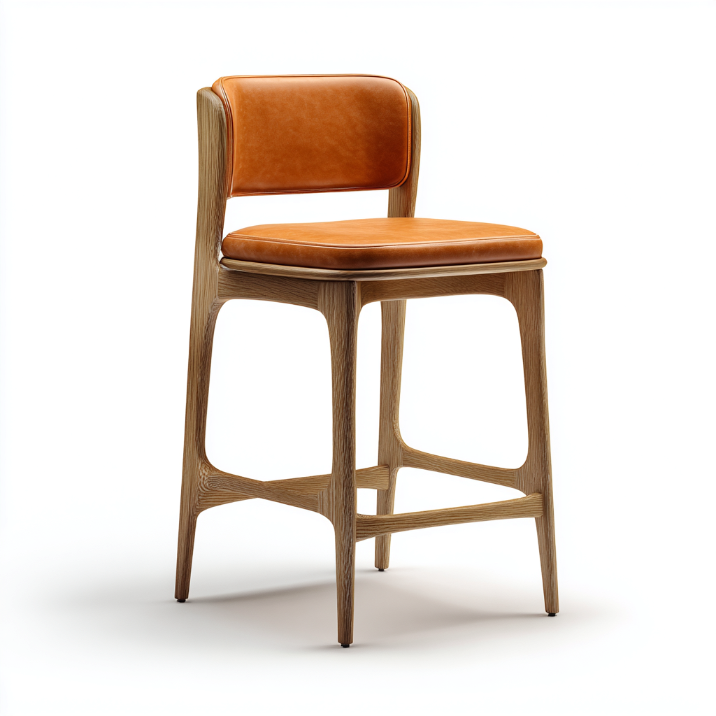 Sgabello da bar-legno-pelle-55x50x95 cm-marrone-design moderno-Casaupbase