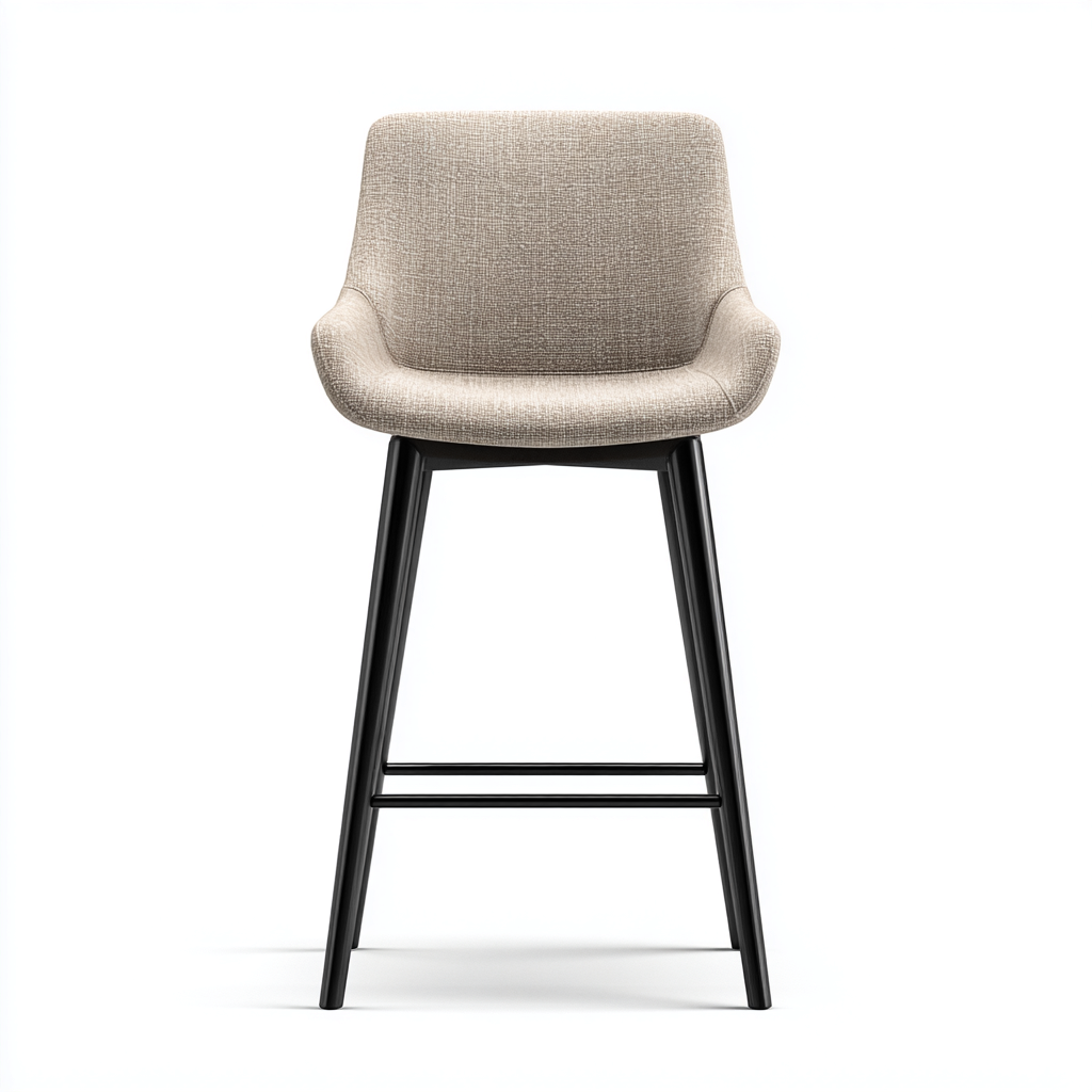 Sgabello da bar-metallo-tessuto-45x48x75 cm-beige-nero-stile moderno-Casaupbase