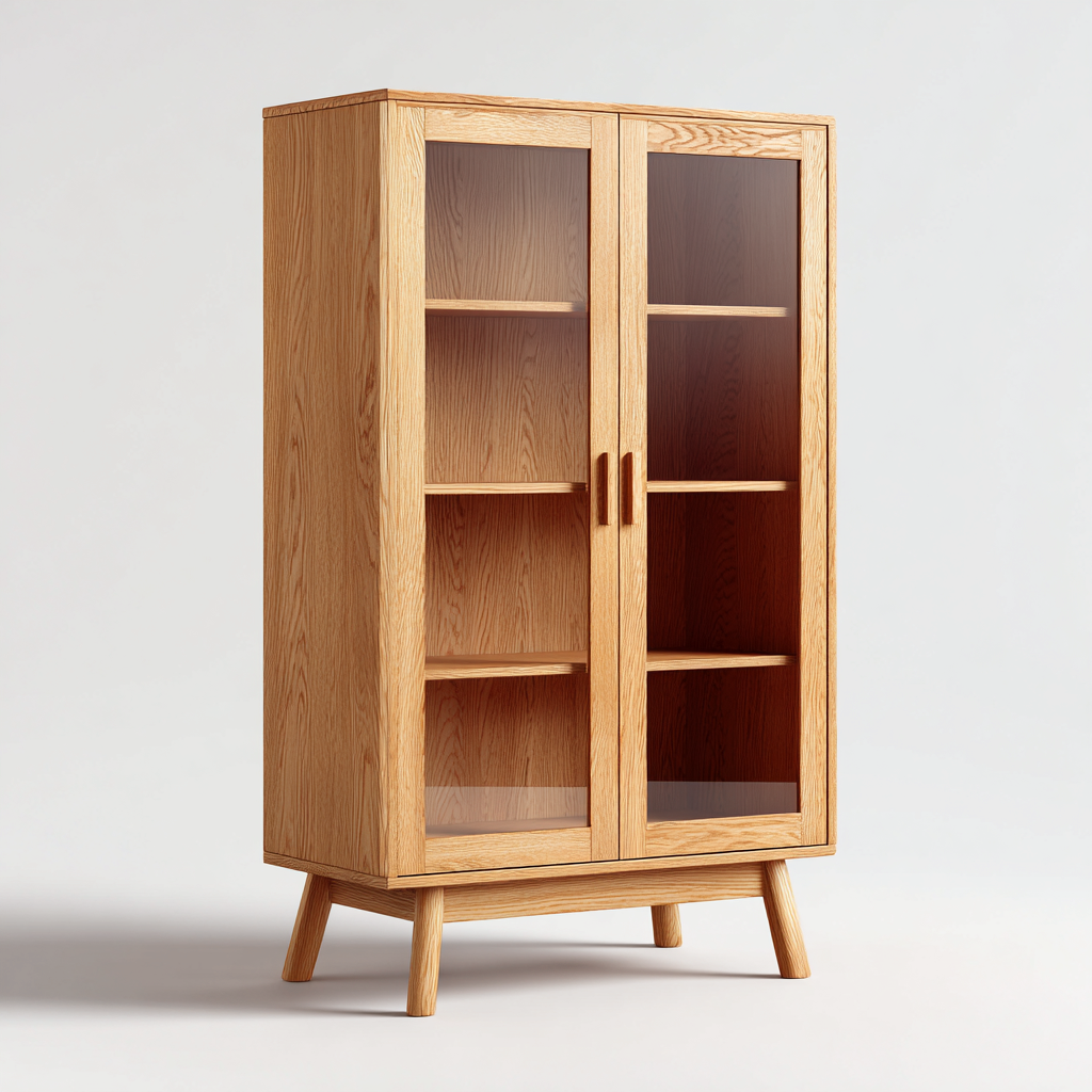 Armadietti da cucina-legno massello-vetro-110x45x170 cm-legno naturale-scandinavo-Casaupbase