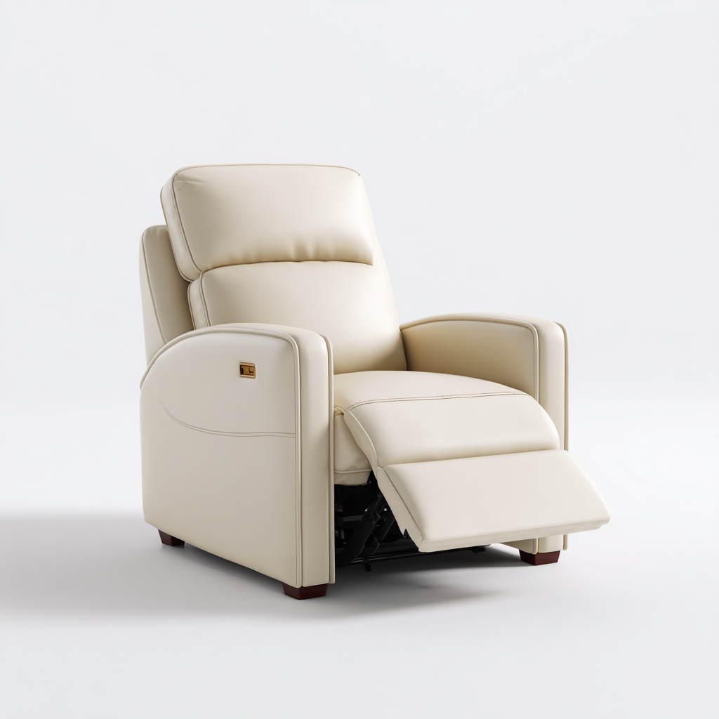 Poltrona reclinabile - pelle - 94x96x105 cm - beige - stile moderno-Casaupbase