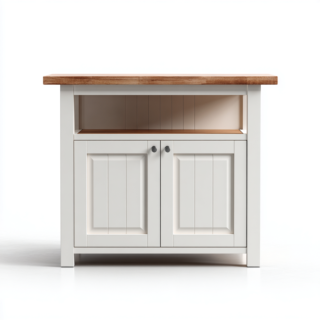 Isola da cucina-legno-120x65x90 cm-Bianco-Legno naturale-stile classico-Casaupbase