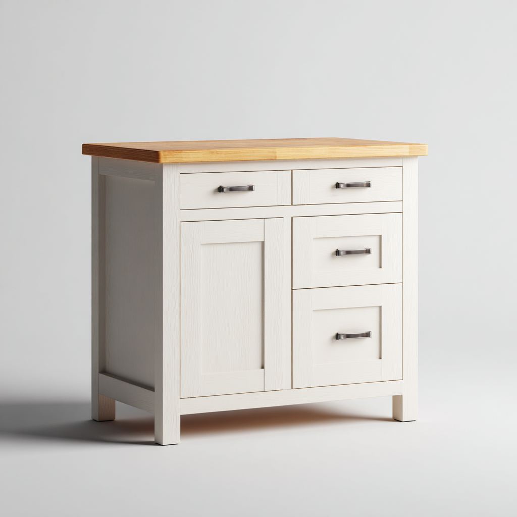 Isola da cucina-legno-122x62x90 cm-bianco-marrone-moderno-Casaupbase