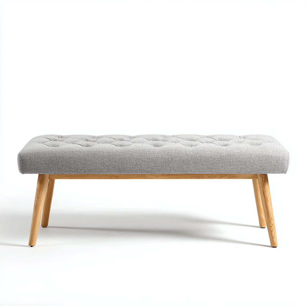 Panca da ingresso - legno-tessuto - 112x38x44 cm - Grigio-Naturale - stile scandinavo-Casaupbase