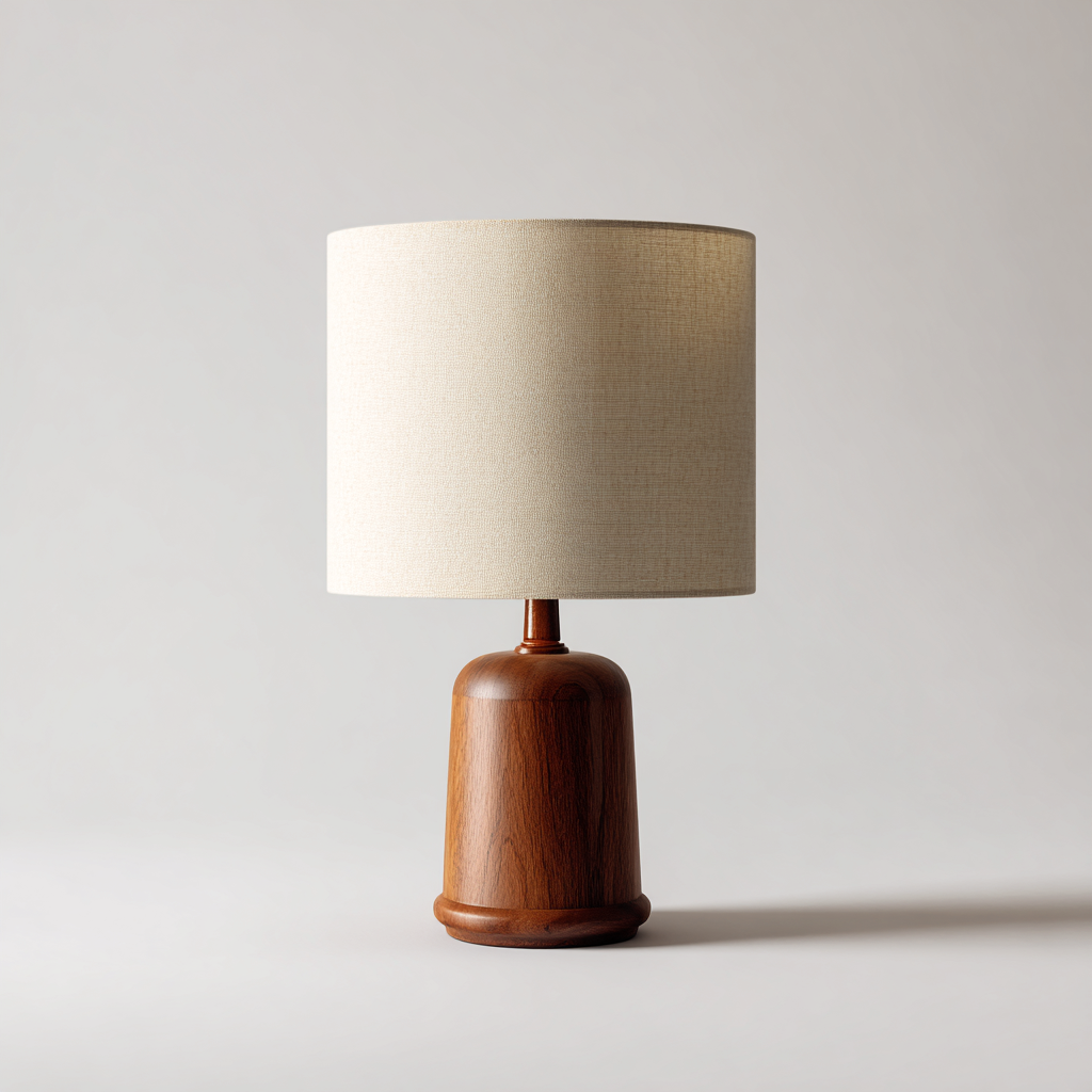 Lampada da tavolo - legno-tessuto - 26x26x42 cm - legno scuro-beige - stile moderno-Casaupbase