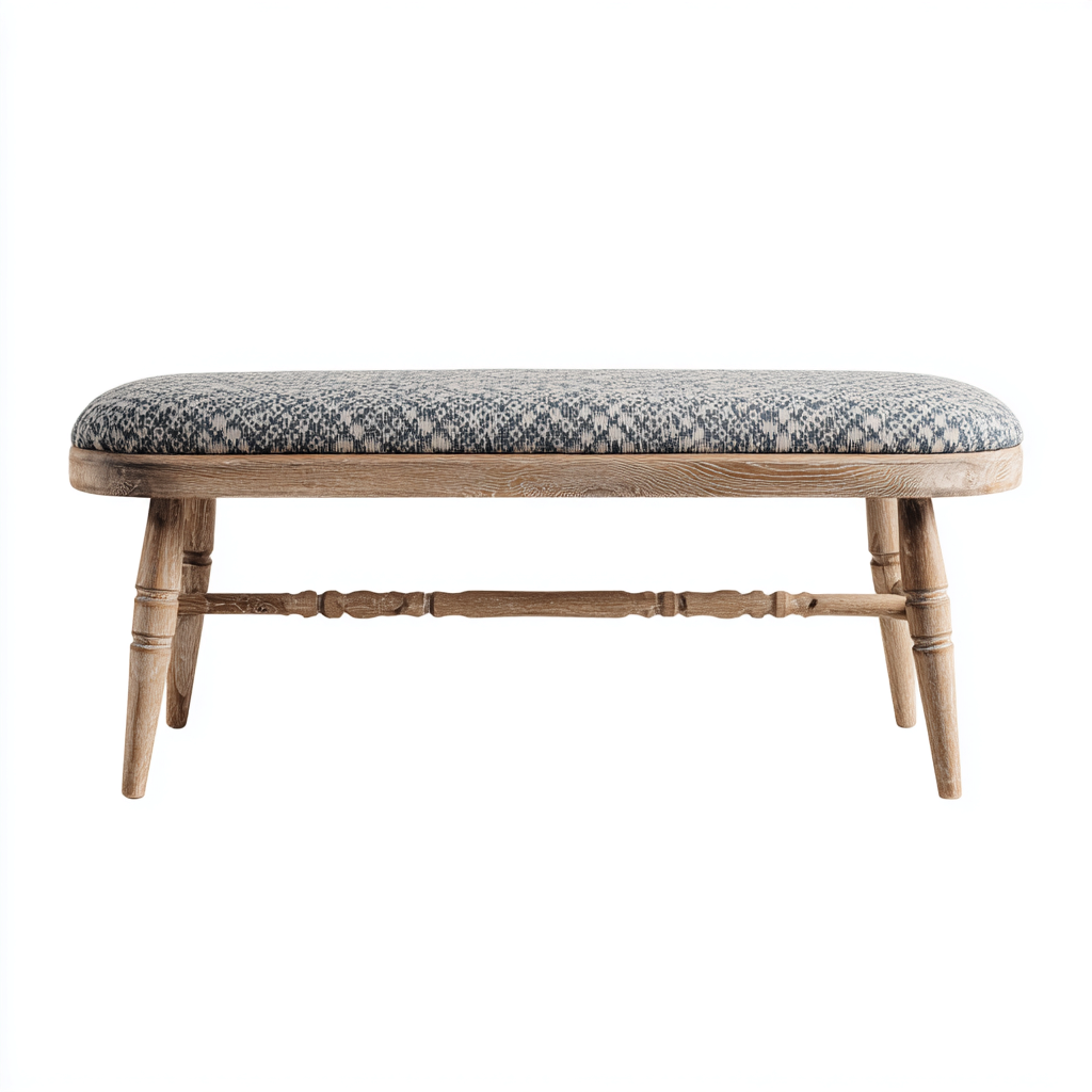 Panca da ingresso - legno-tessuto - 126x40x45 cm - Grigio-Naturale - stile vintage-Casaupbase