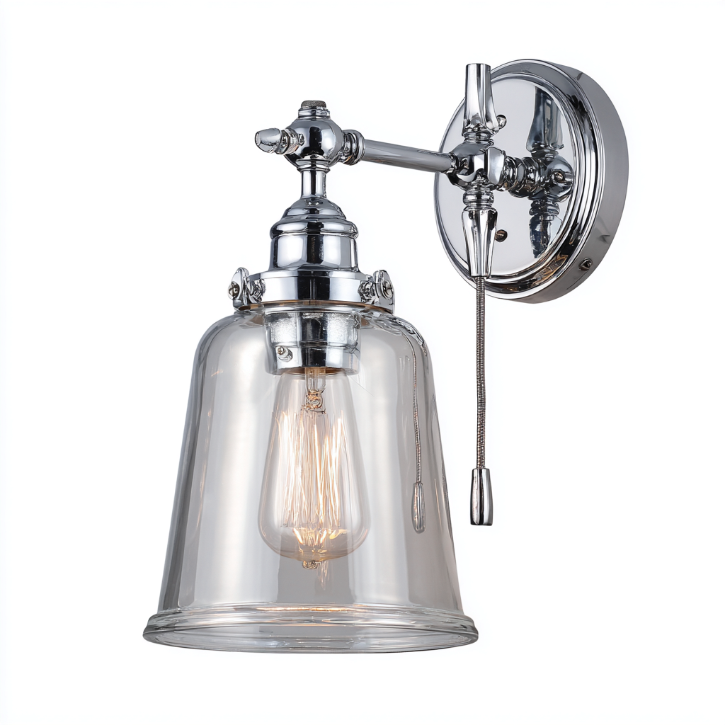 Applique-vetro-metallo-23x18x31 cm-trasparente-cromato-design classico-Casaupbase