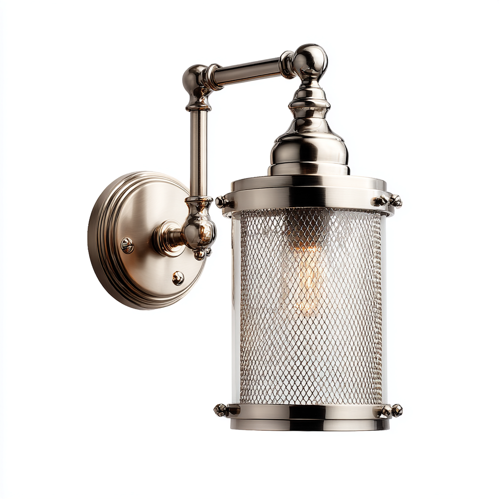 Applique - metallo-vetro - 24x15x32 cm - nichel-trasparente - stile classico-Casaupbase