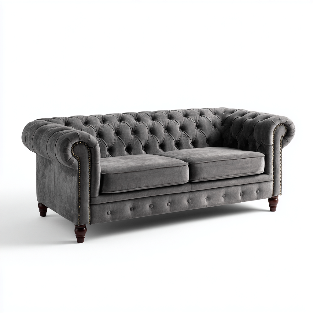 Divani a 3 posti - tessuto - 222x96x78 cm - grigio - stile classico-Casaupbase