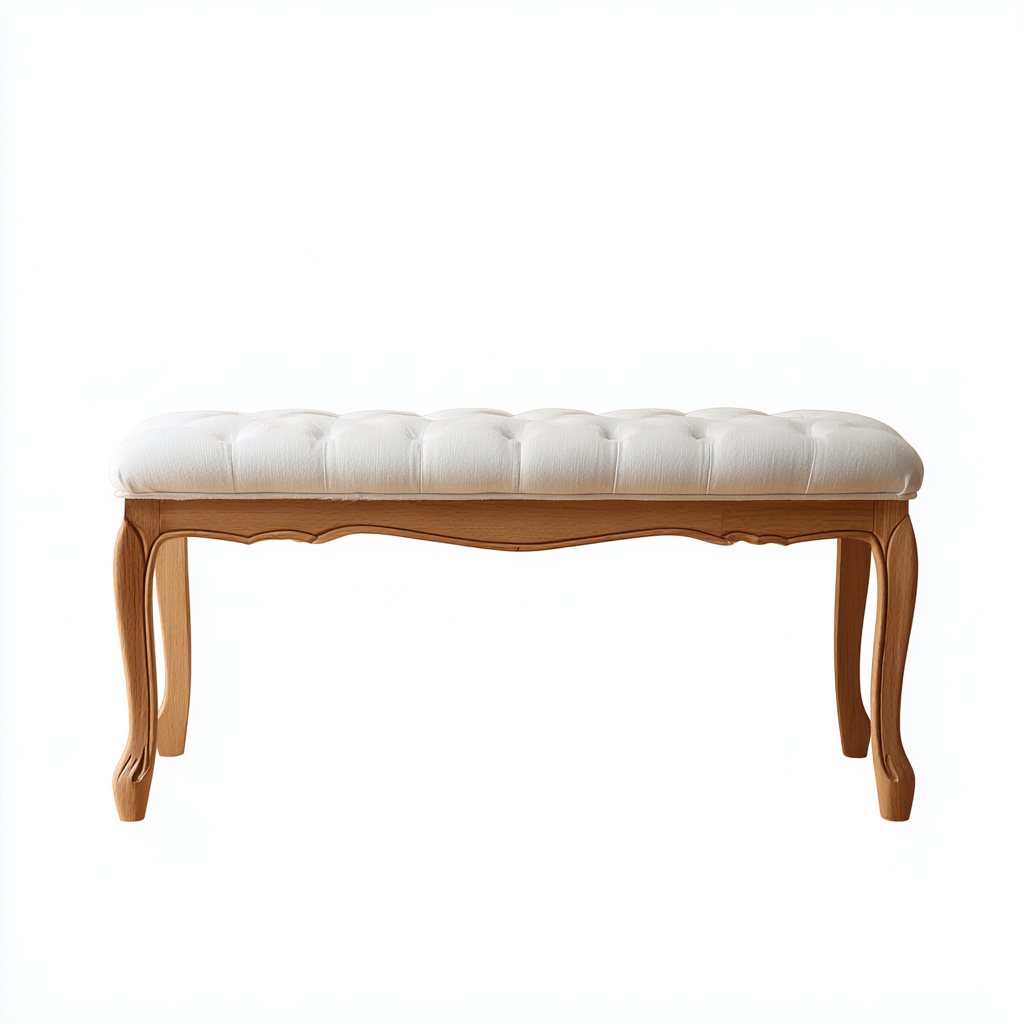 Panca da ingresso - legno-tessuto - 115x40x48 cm - Naturale-Bianco - stile classico-Casaupbase