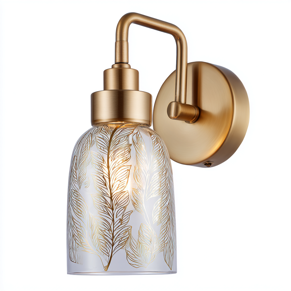 Applique-vetro-metallo-17x14x32 cm-bianco-oro-design elegante-Casaupbase