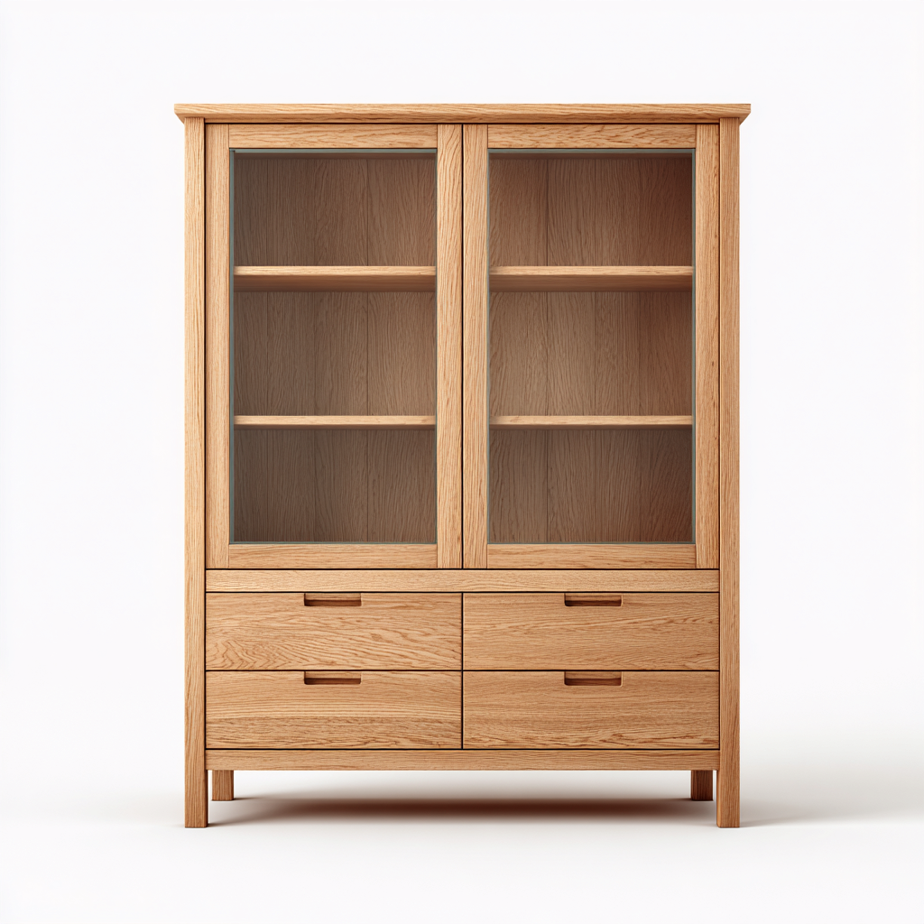 Armadietti da cucina-legno massello-vetro-120x45x190 cm-legno naturale-moderno nordico-Casaupbase