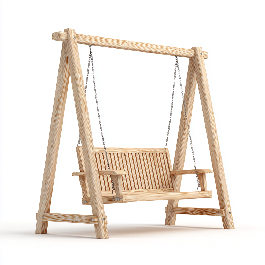 Dondolo da giardino - legno - 185x120x165 cm - legno naturale - stile rustico-Casaupbase