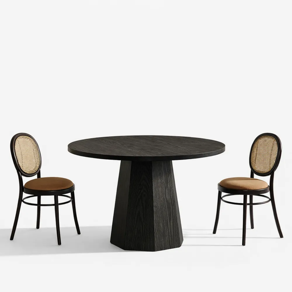 Tavolo Rotondo da Pranzo in Legno Salvaspazio Nero 118x118x76 cm