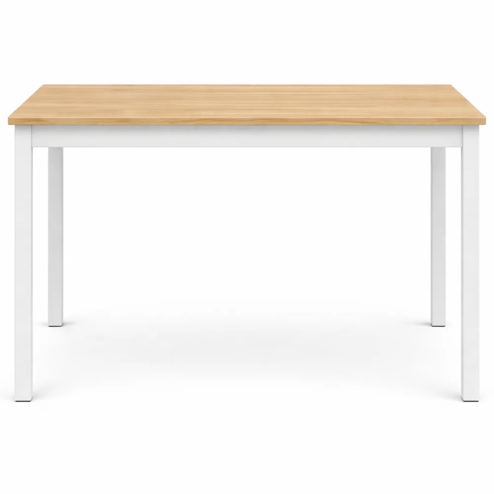 Tavolo da Pranzo per 4 Persone, in Legno di Pino, 120x75x75 cm, Bianco e Legno Naturale