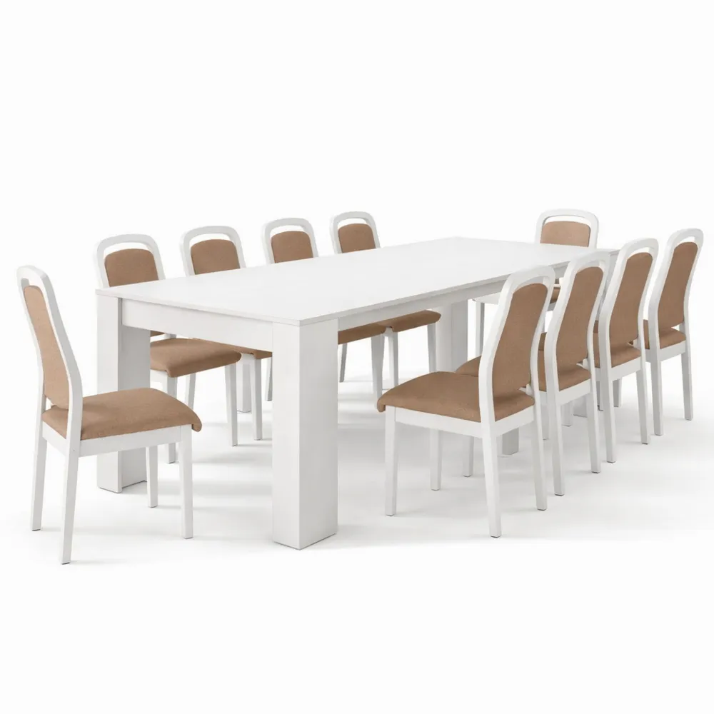 Consolle allungabile per sala da pranzo fino a 10 posti, Bianco Lucido