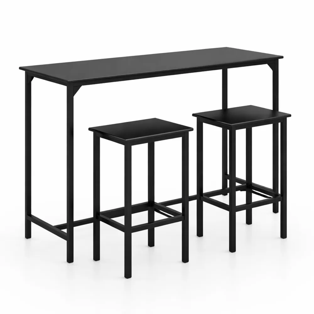 Tavolo da Pranzo Rettangolare con 2 Sgabelli in Stile Retrò