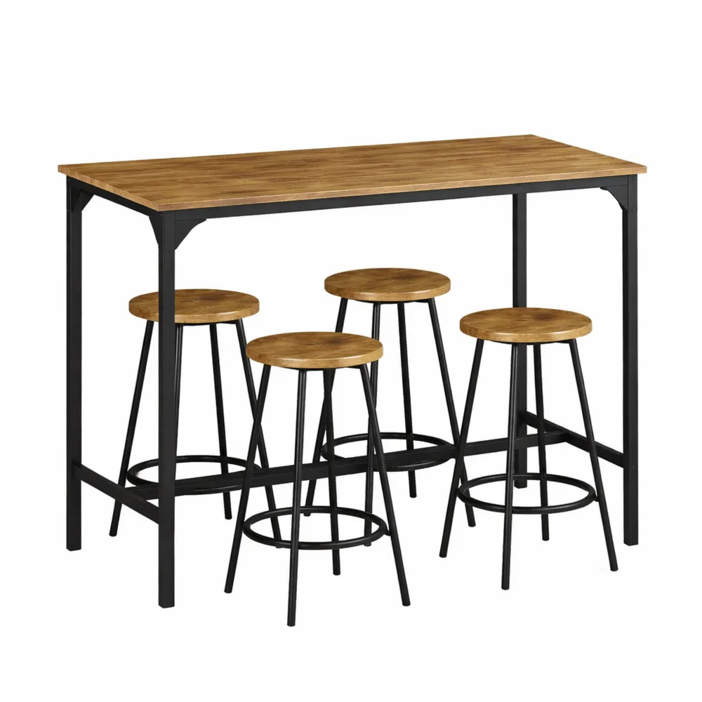 Set Tavolo Bar con Sgabelli per Cucina e Soggiorno, Colore Marrone e Nero