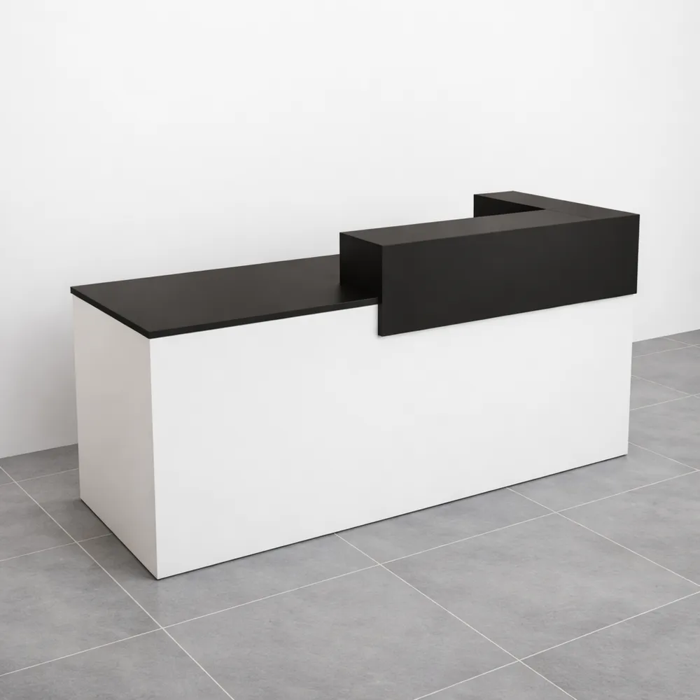 Bancone Reception Moderno in Legno con Cassetti e Armadietto