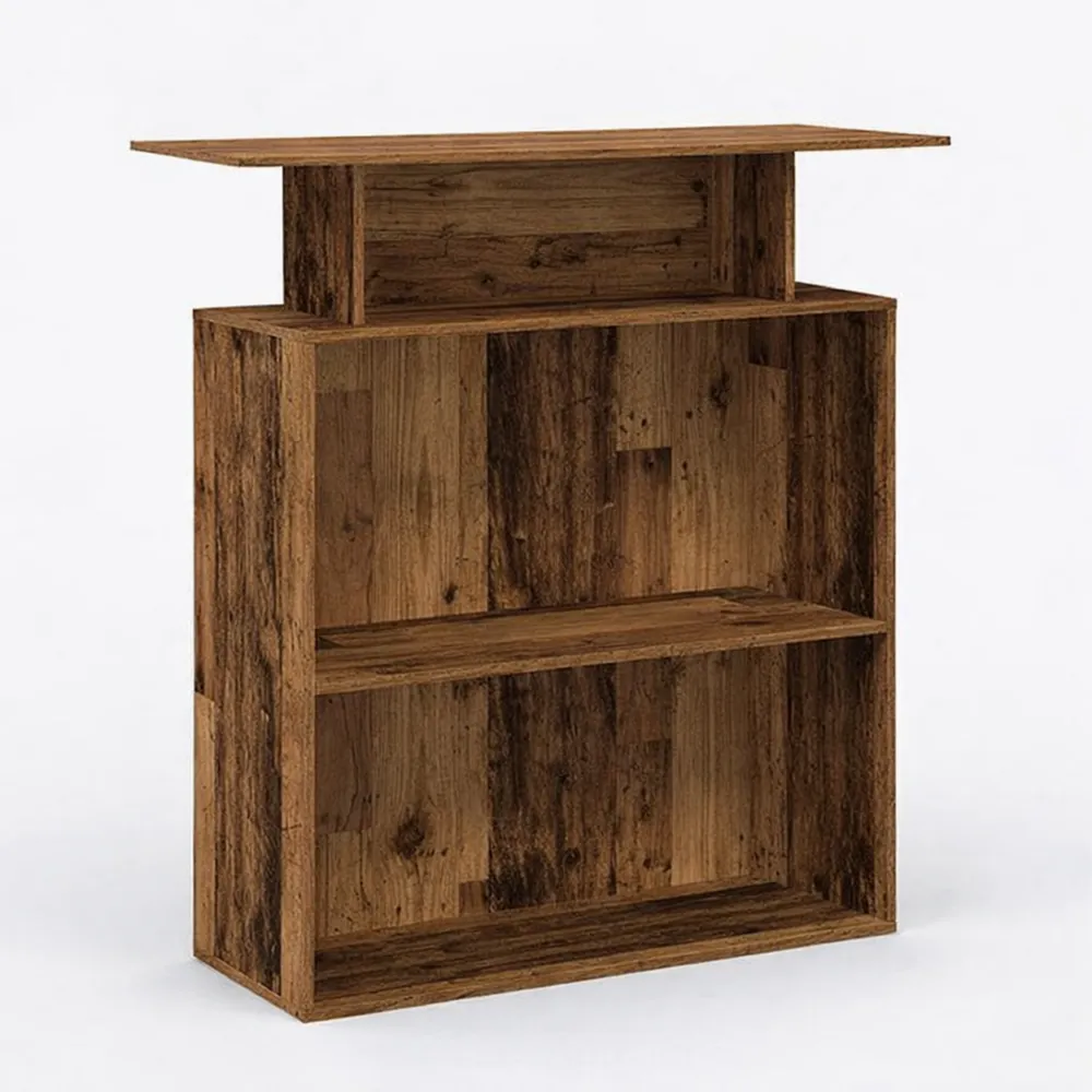 Scrivania Reception in Legno Antico con Mensola 100x40x104 cm