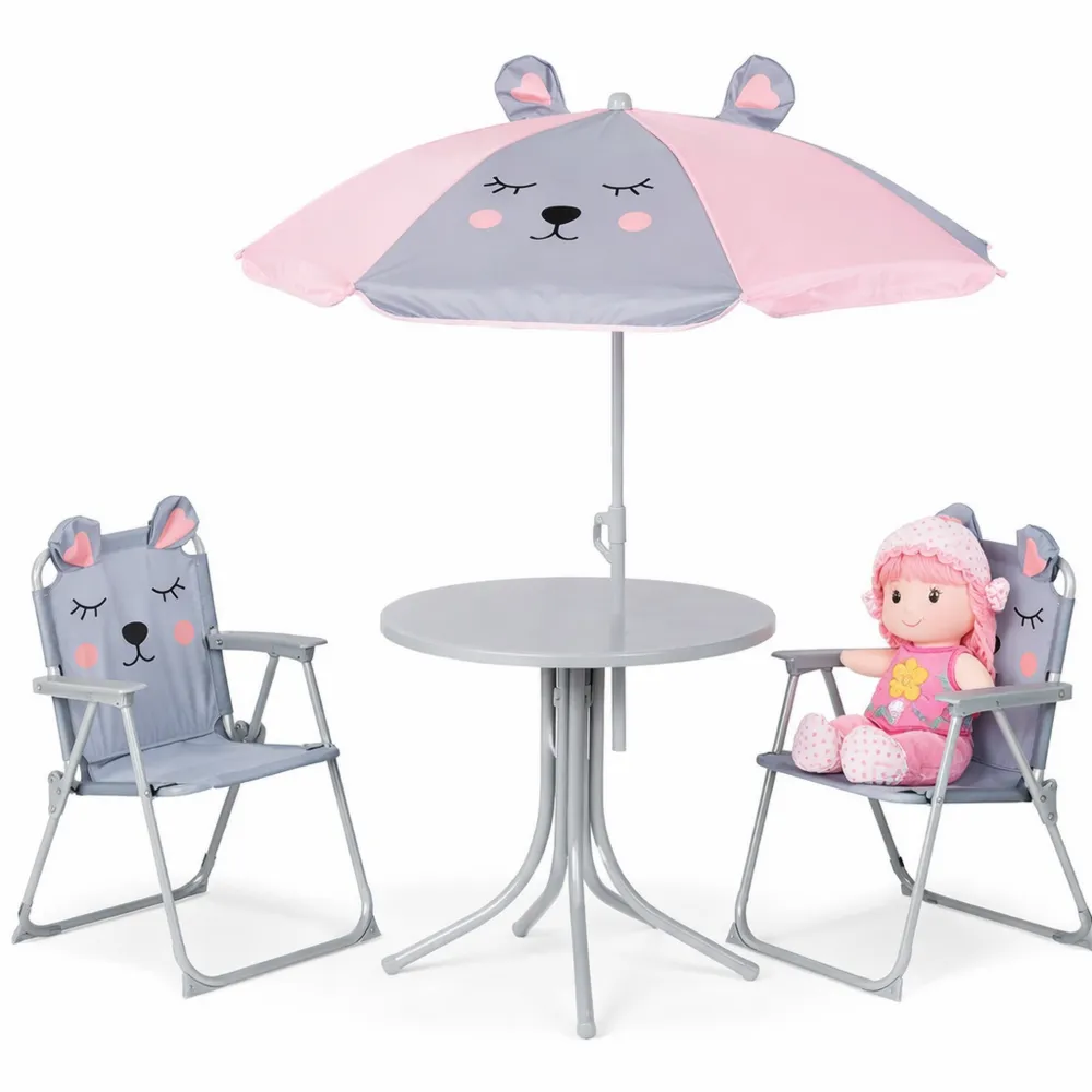 Set Tavolo e Sedie per Bambini con Ombrellone, Ideale per Giardino e Picnic