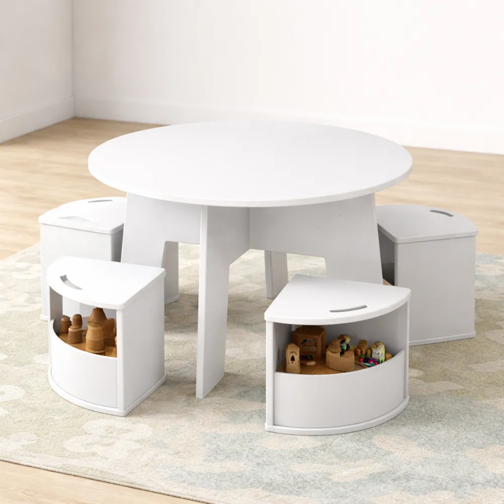 Set educativo per bambini con tavolo lavagna e sgabelli con contenitore