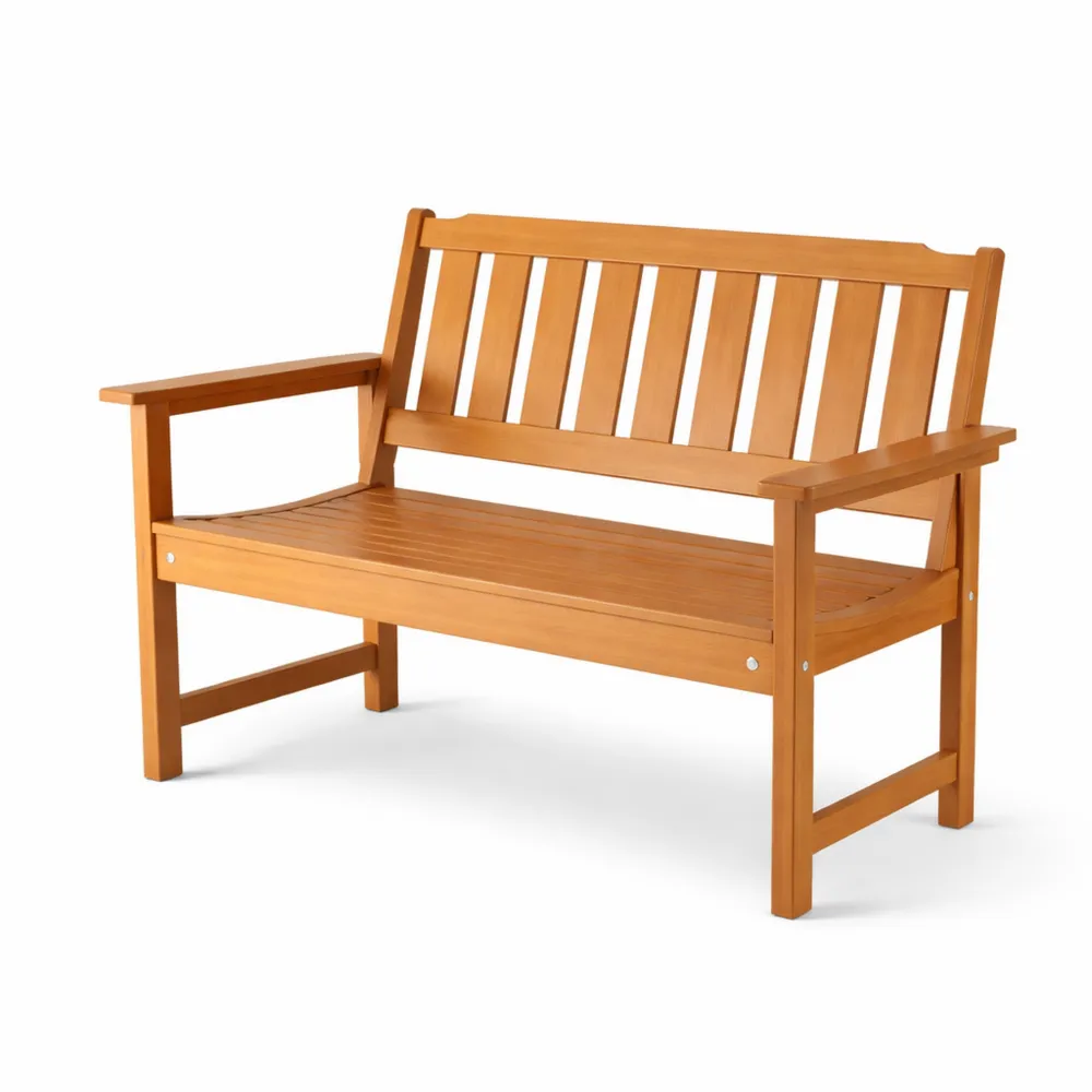 Panca da Giardino in Plastica con Schienale e Braccioli 128 cm