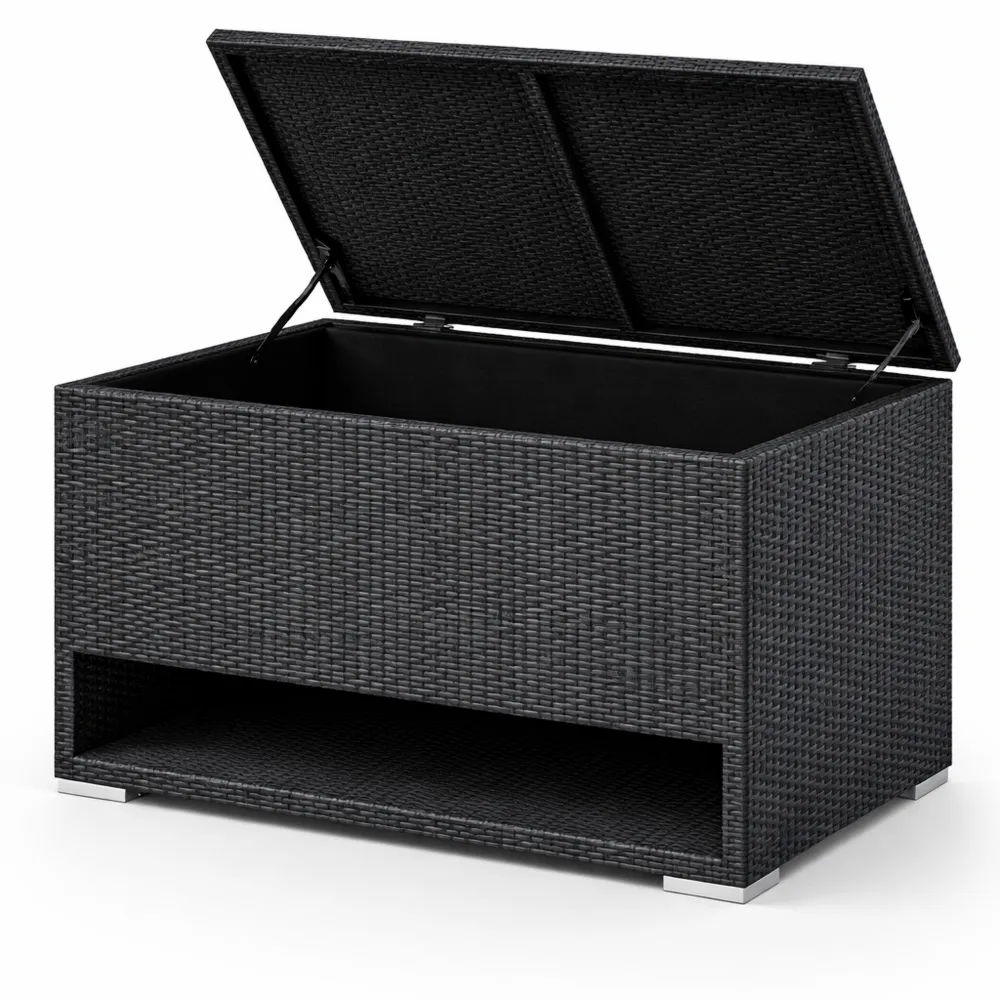 Baule da Giardino in Rattan con Scarpiera e Rivestimento Protettivo