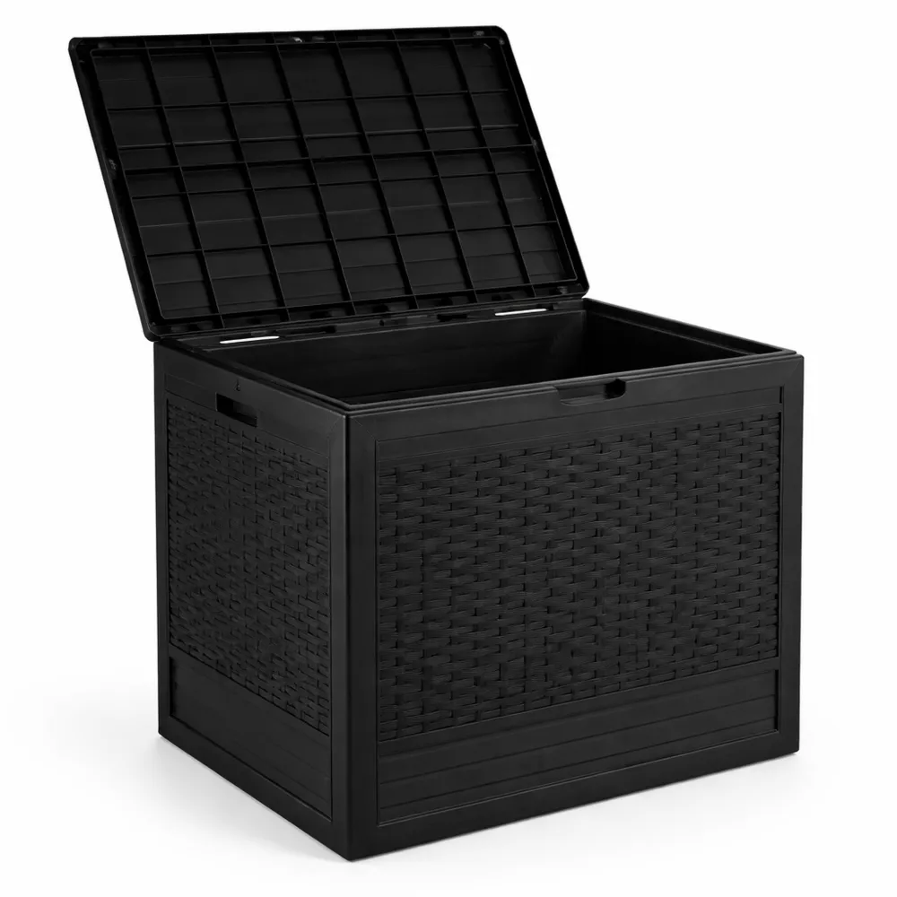 Baule da Giardino in Rattan con Coperchio Bloccabile 96 L