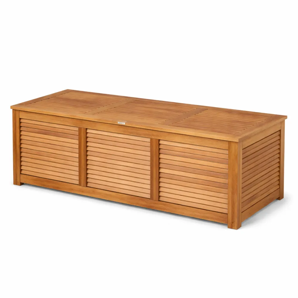 Armadio da Esterno in Legno, Cassapanca Contenitore, Panca Baule 150 kg, Ideale per Giardino e Piscina, 120x45x45 cm