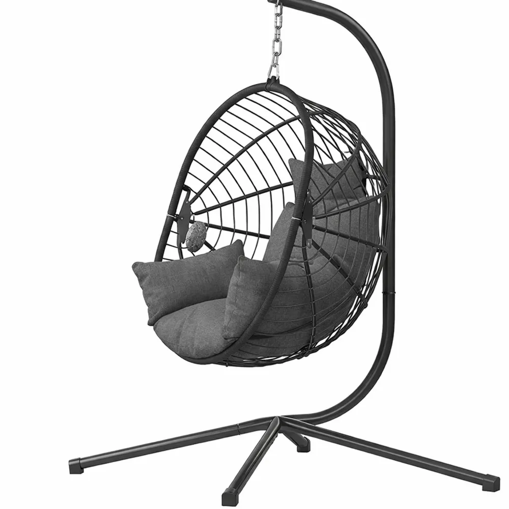 Poltrona Sospesa a Uovo con Cuscino e Poggiatesta per Interni ed Esterni