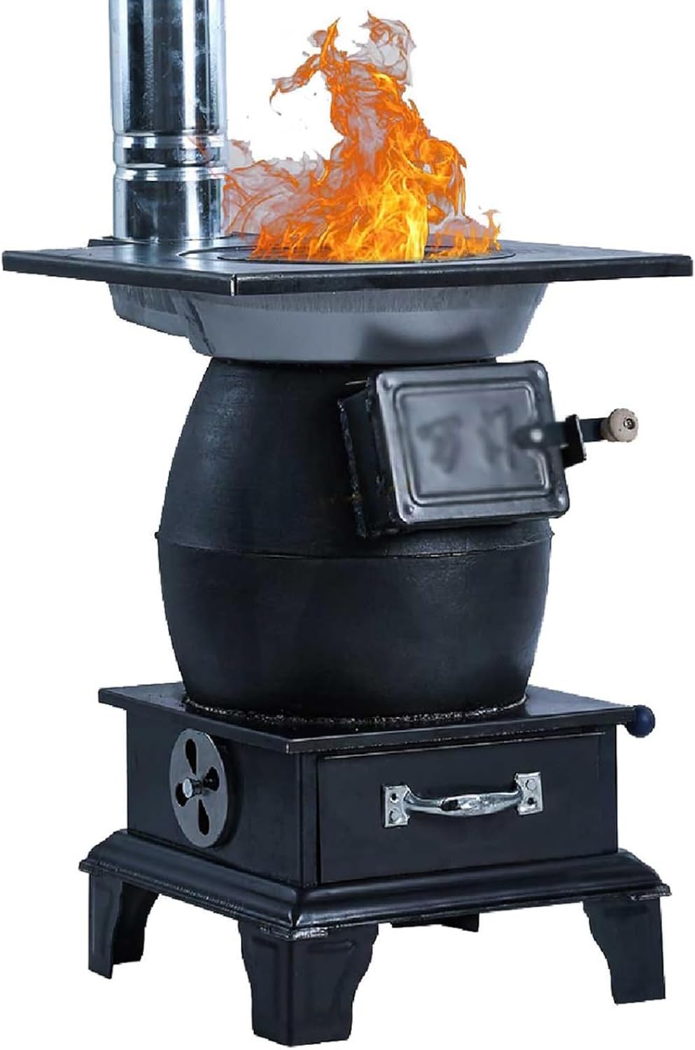 Estufa de leña gruesa de hierro fundido sin humo para calefacción interior cocina exterior camping patio y supervivencia-Nookgetly