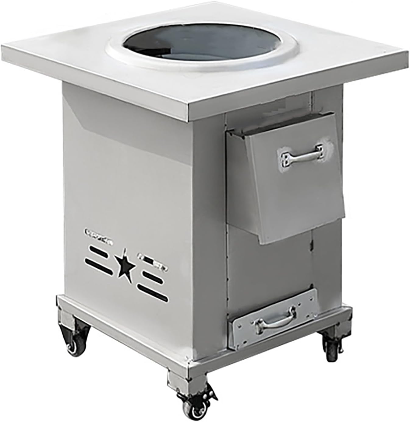 Estufa de leña portátil para interiores camping patio y barbacoa sin humo 65 x 55 x 55 cm para cocinar al aire libre-Nookgetly